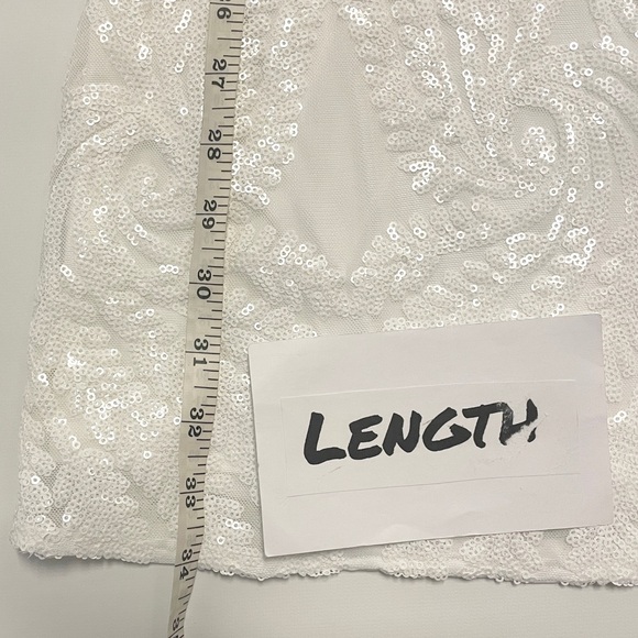 Lulus | White | Sequin | V-Neck | Backless | Mini | Dress | Size XS - Picture 15 of 15